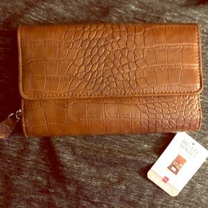 🦉Mundi Brown Croc Leather Big Fat Wallet